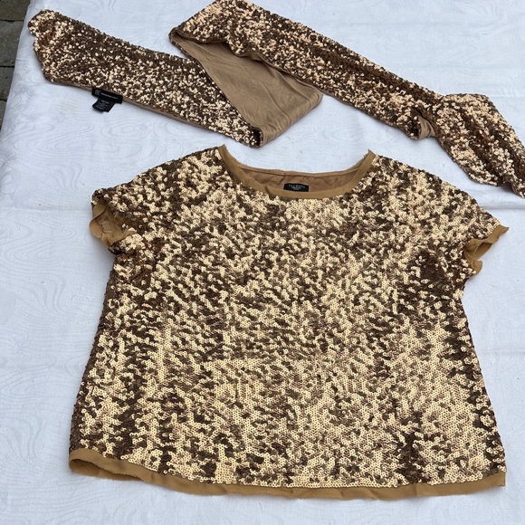 Talbots Tops - Talbots Gold Sequin Top/ INC scarf